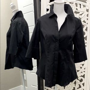 White House Black Market Crisp Black Blouse